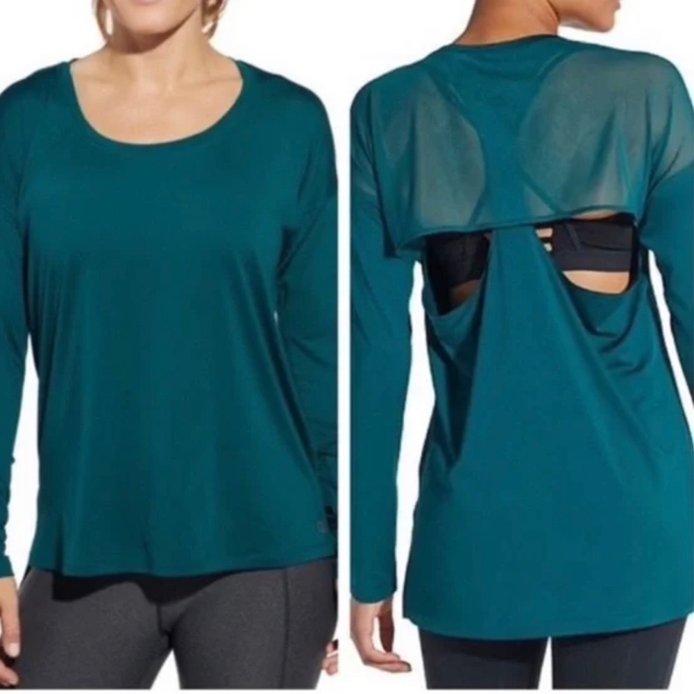 Calia Long Sleeve Mesh Back Racerback Tee | Teal | XS